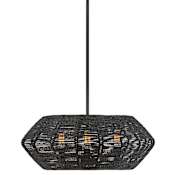 Hinkley Lighting Luca 3 Light 21" Wide Lisa McDennon Pendant / Semi-Flush Ceiling Fixture with Woven Drum Shade Black