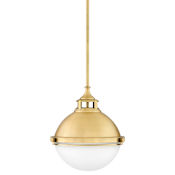 Hinkley Lighting Fletcher 2 Light 14" Wide Pendant with a Etched Opal Glass Shade Satin Brass