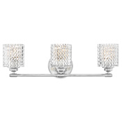 Hinkley Lighting Elle 3 Light 24" Wide Bathroom Vanity Light with Clear Chevron Glass Shades Chrome