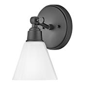 Hinkley Lighting Arti 1 Light 10" Tall Bathroom Sconce with Cased Opal Glass Black