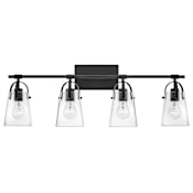 Hinkley Lighting Foster 4 Light 32" Wide Bathroom Vanity Light with Tapered Clear Glass Shades Black