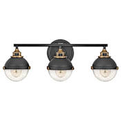 Hinkley Lighting Fletcher 3 Light 25" Wide Bathroom Vanity Light with Clear Seedy Glass Black