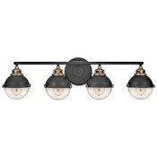 Hinkley Lighting Fletcher 4 Light 32" Wide Bathroom Vanity Light with Clear Seedy Glass Black