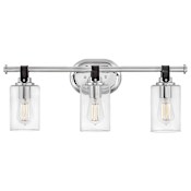 Hinkley Lighting Halstead 3 Light 24" Wide Bathroom Vanity Light with Clear Glass Shades Chrome