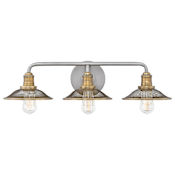 Hinkley Lighting Rigby 3 Light 27" Wide Bathroom Vanity Light with Mesh Shades Antique Nickel