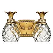 Hinkley Lighting Plantation 2 Light 13" Wide Bathroom Vanity Light with Clear Optic Glass Shades Burnished Brass