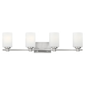 Hinkley Lighting Karlie 4 Light 32" Wide Bathroom Vanity Light with Etched Opal Glass Brushed Nickel