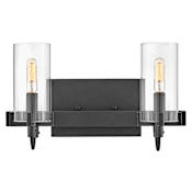 Hinkley Lighting Ryden 2 Light 14" Wide Vanity Light with Clear Glass Shades Black