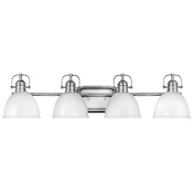 Hinkley Lighting Rowan 4 Light 33" Wide Bathroom Vanity Light with Polished White Metal Shades Chrome