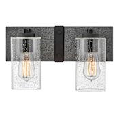 Hinkley Lighting Sawyer 2 Light 14" Wide Bathroom Vanity Light with Clear Seedy Glass Aged Zinc
