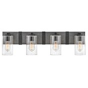 Hinkley Lighting Sawyer 4 Light 31" Wide Bathroom Vanity Light with Clear Seedy Glass Aged Zinc