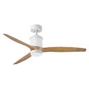 Hinkley Lighting Hover 60" Smart LED Indoor / Outdoor Ceiling Fan with HIRO Remote Control Matte White / Koa