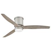 Hinkley Lighting Hover Flush 52" 3 Blade Hugger Smart LED Indoor / Outdoor Ceiling Fan with HIRO Control Brushed Nickel