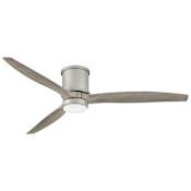 Hinkley Lighting Hover Flush 60" 3 Blade Smart LED Indoor / Outdoor Ceiling Fan with HIRO Control Brushed Nickel