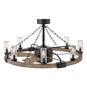 Hinkley Lighting Sawyer 36" Indoor / Outdoor Smart LED Fandelier with 28" 5 Blade Span Ceiling Fan and HIRO Control Matte Black