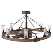 Hinkley Lighting Sawyer 36" Indoor / Outdoor Smart LED Fandelier with 28" 5 Blade Span Ceiling Fan and HIRO Control Metallic Matte Bronze