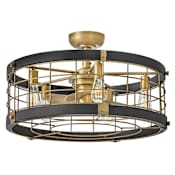 Hinkley Lighting Bryce 27" Wide 3 Blade 5 Light Smart Fandelier with HIRO Control and LED Bulbs Included Heritage Brass / Matte Black