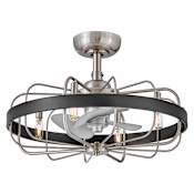 Hinkley Lighting Eli 22" Wide 3 Blade 4 Light Smart Fandelier with HIRO Control and LED Bulbs Included Brushed Nickel / Weathered Wood