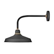 Hinkley Lighting Foundry Single Light 18" Tall Outdoor Wall Sconce Textured Black / Brass