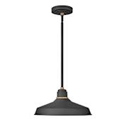 Hinkley Lighting Foundry Single Light 16" Wide Outdoor Pendant Textured Black / Brass