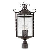 Hinkley Lighting Casa 3 Light 23.75" Tall Post Light with Clear Seedy Glass Olde Black