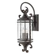 Hinkley Lighting Casa 3 Light 26" High Outdoor Wall Sconce with Seedy Glass Shade Olde Black