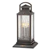 Hinkley Lighting Revere 120v 3 Light 20" Tall Heritage Pier Mount Light with Clear Seedy Glass Blackened Brass