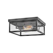 Hinkley Lighting Beckham 2 Light 12" Wide Outdoor Flush Mount Square Ceiling Fixture Aged Zinc