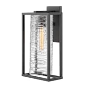 Hinkley Lighting Pax Single Light 16" Tall Outdoor Wall Sconce with a Spun Glass Shade Satin Black