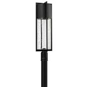 Hinkley Lighting Shelter 120v 1 Light 27.75" Tall Post Light with Seeded Glass Black