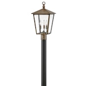 Hinkley Lighting Huntersfield 120v 3 Light 21" Tall Heritage Single Head Post Light with Clear Seedy Glass Panels Burnished Bronze