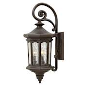 Hinkley Lighting Raley 3 Light 25-1/2" Tall Outdoor Wall Sconce with Clear Seedy Glass Oil Rubbed Bronze
