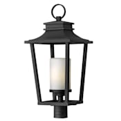 Hinkley Lighting Sullivan 1 Light 26" Tall Post Light with Etched Opal Glass Black
