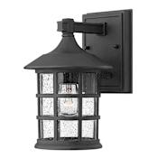 Hinkley Lighting Freeport 9" Tall Outdoor Wall Sconce with Seedy Glass Shade Black