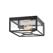Hinkley Lighting Brixton 12" Wide Coastal Elements Outdoor Flush Ceiling Light with Clear Mitered Glass Black