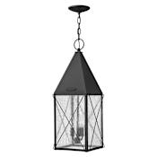 Hinkley Lighting York 3 Light Heritage Outdoor Pendant with Clear Seedy Glass Shade Black