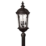 Hinkley Lighting Windsor 4 Light 30" Tall Post Light with Clear Water Glass Black