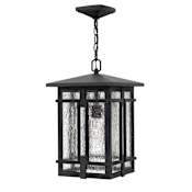 Hinkley Lighting Tucker Single Light 18" Tall Dark Sky Compliant Outdoor Pendant with Clear Seedy Glass Panes Museum Black