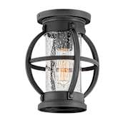 Hinkley Lighting Chatham 1 Light 8" Wide Coastal Elements Outdoor Semi-Flush Lantern Ceiling Fixture with Seedy Glass Fixture Museum Black