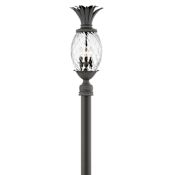 Hinkley Lighting Plantation 120v 3 Light 25" Tall Post Light with Clear Optic Glass Museum Black