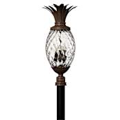 Hinkley Lighting Plantation 120v 4 Light 29.5" Tall Post Light with Clear Optic Glass Copper Bronze