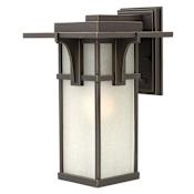 Hinkley Lighting 1 Light 15" Tall Outdoor Lantern Wall Sconce with Etched Seedy Shade from the Manhattan Collection Oil Rubbed Bronze
