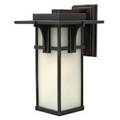 Hinkley Lighting 1 Light 18.5" Tall Outdoor Wall Sconce with Etched Seedy Shade from the Manhattan Collection Oil Rubbed Bronze