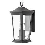 Hinkley Lighting Bromley 2 Light 15-1/2" Tall Outdoor Wall Sconce with Clear Glass Shade Museum Black