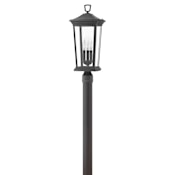 Hinkley Lighting Bromley 120v 3 Light 22.75" Tall Post Light with Clear Glass Museum Black