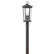 Hinkley Lighting Bromley 12v 10.5w 3 Light 23" Tall Single Head Post Light with LED Bulbs Included Museum Black