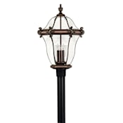 Hinkley Lighting San Clemente 26.5" Tall 3 Light Post Light with Clear Beveled Glass Copper Bronze
