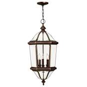 Hinkley Lighting 3 Light Outdoor Lantern Pendant from the Augusta Collection Copper Bronze