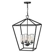 Hinkley Lighting Alford Place 4 Light 17" Wide Open Air Taper Candle Style Outdoor Chandelier with LED Bulbs Included Museum Black