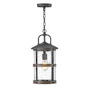 Hinkley Lighting Lakehouse 9" Wide Open Air Outdoor Single Pendant with Seedy Glass Shade Aged Zinc / Driftwood Grey